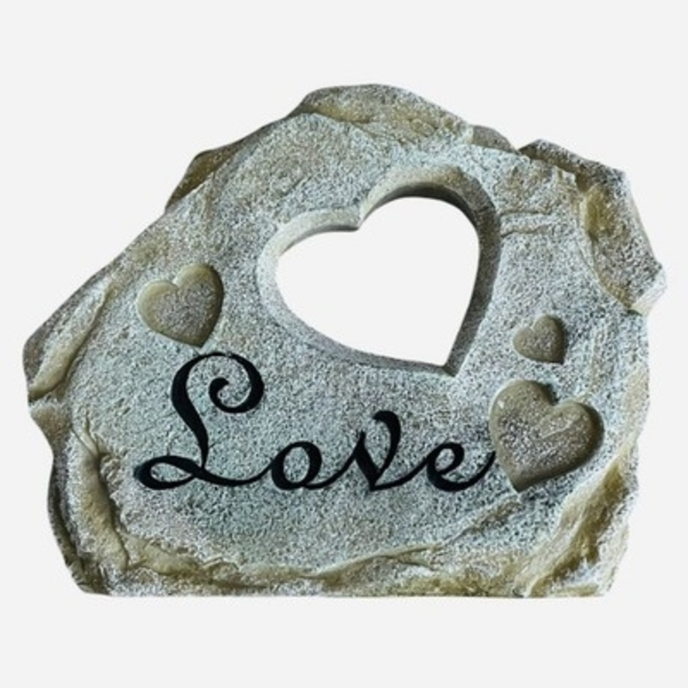Love Stone Hearts Decorative Figurine Plaque 6.5"x2"x5.5" Concrete Garden VG